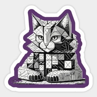 Cat Made of Blocks Sticker